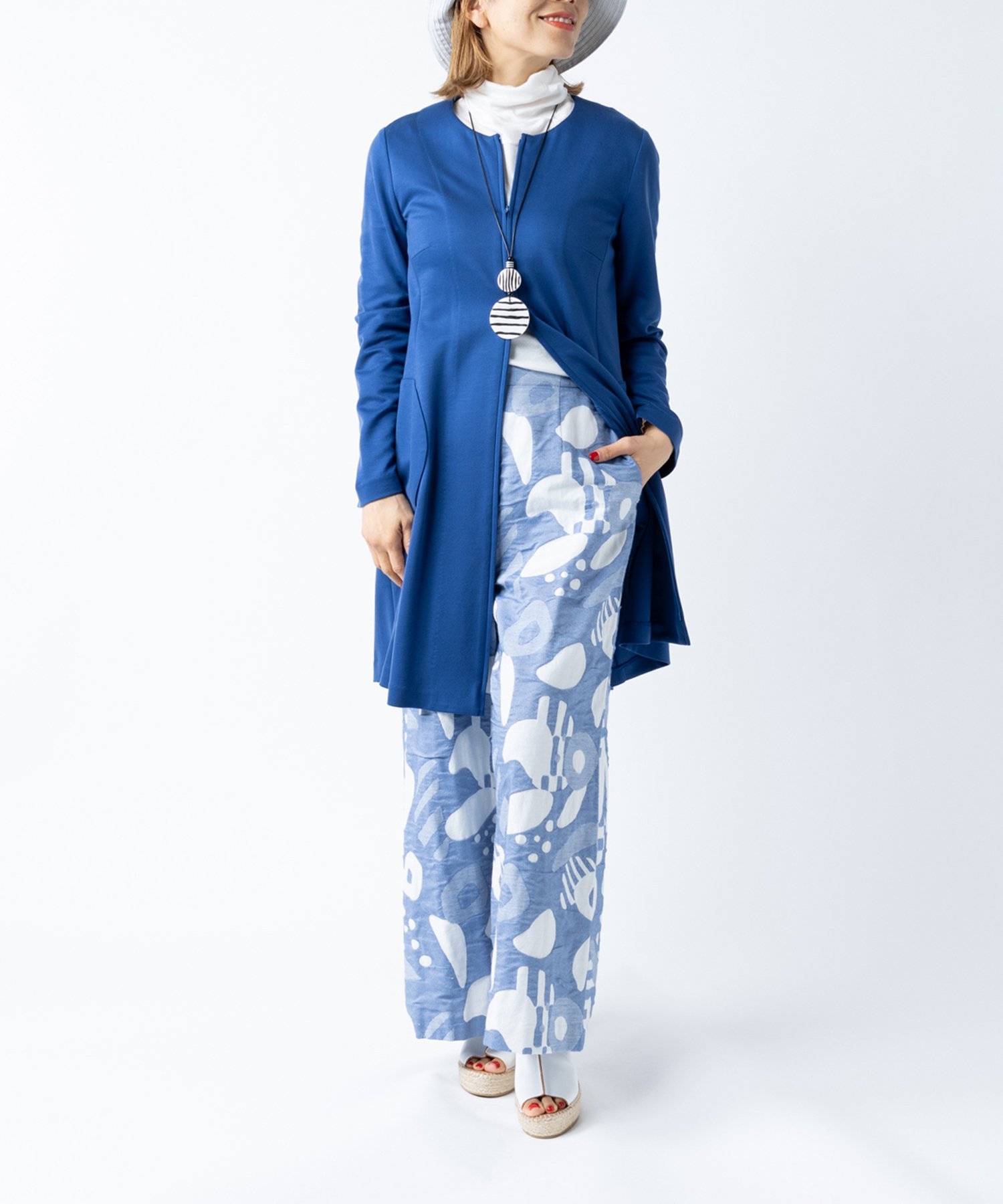 【SALE／50%OFF】La fete de tabasa ダンボールニットノーカラーコート タバサ ジャケット・アウター ステンカラーコート ブラック ネイビー【送料無料】