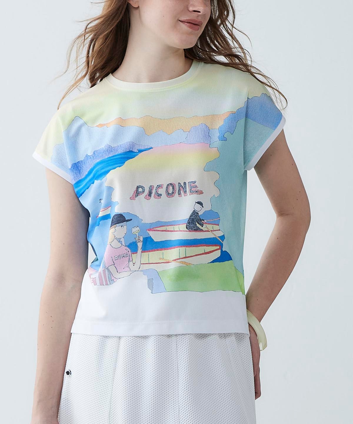 【スタジオピッコーネ公式】絵画風プリントプルオーバー スタジオピッコーネ トップス カットソー・Tシャツ イエロー