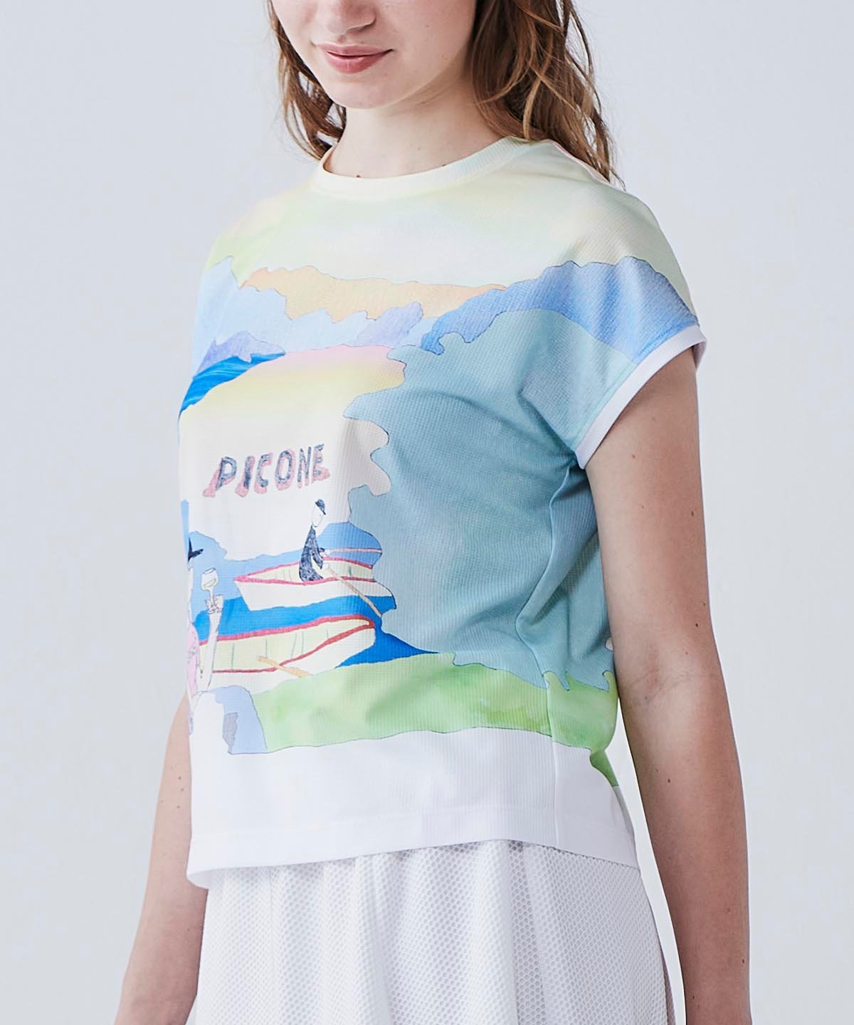 【スタジオピッコーネ公式】絵画風プリントプルオーバー スタジオピッコーネ トップス カットソー・Tシャツ イエロー