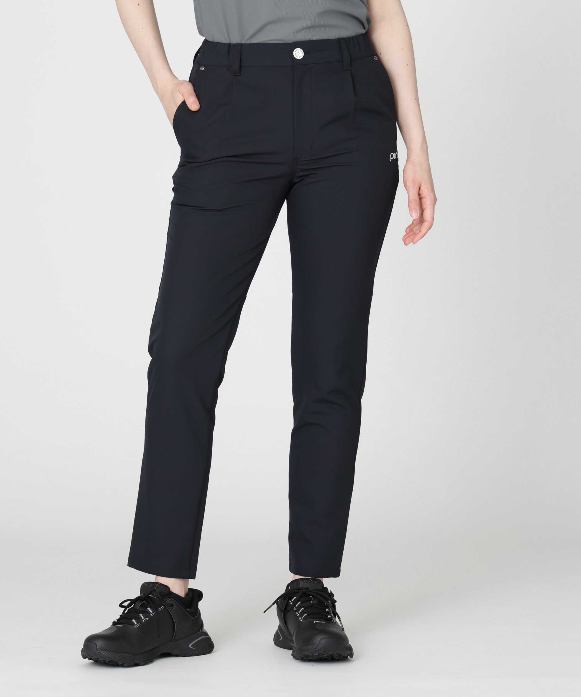 PING APPAREL 全方向ストレッチ裏グリッドナイロン5ポケットテーパードパンツ (LADIES) ピン アパレル パンツ その他のパンツ ブラック ホワイト カーキグリーン ブルー