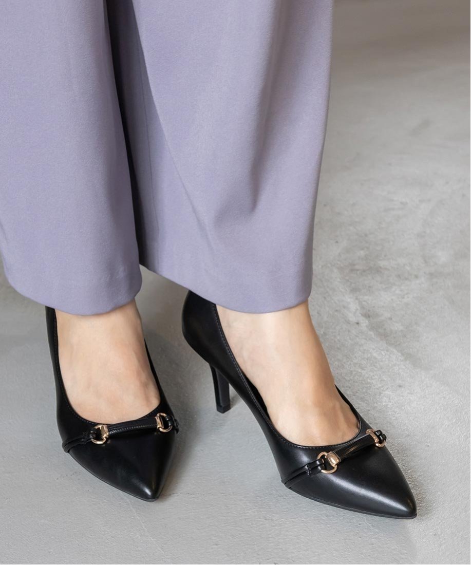 RANDA 3E幅広 ビットパーツパンプス ランダ シューズ・靴 パンプス ブラック ベージュ グレー【送料無料】のサムネイル