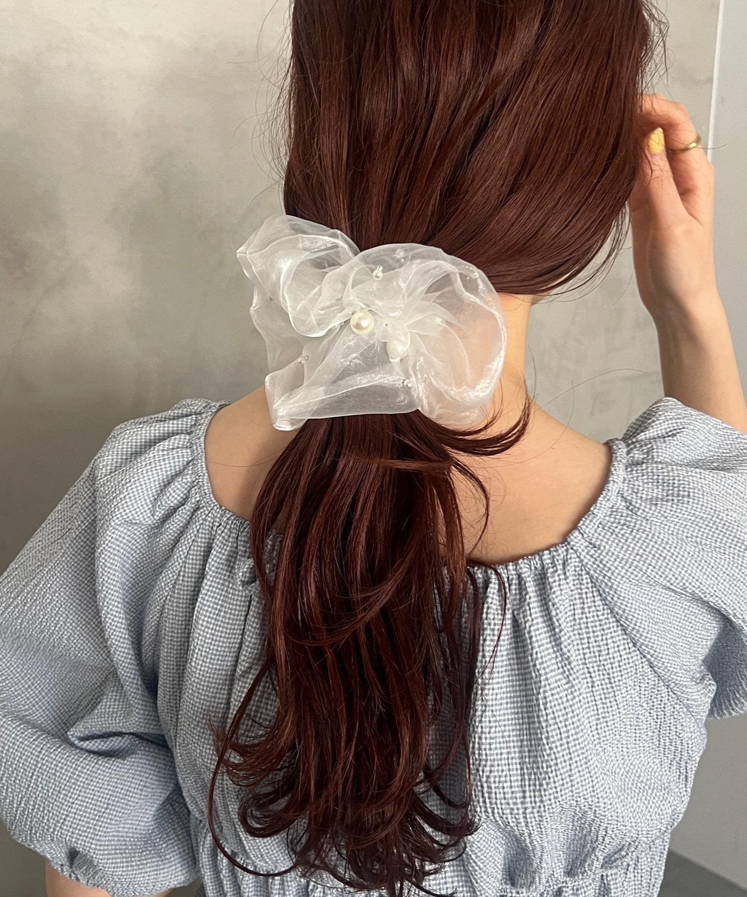 LOWRYS FARM パーツツキシュシュ ローリーズファーム ヘアアクセサリー ヘアゴム ブラック ホワイト グレー