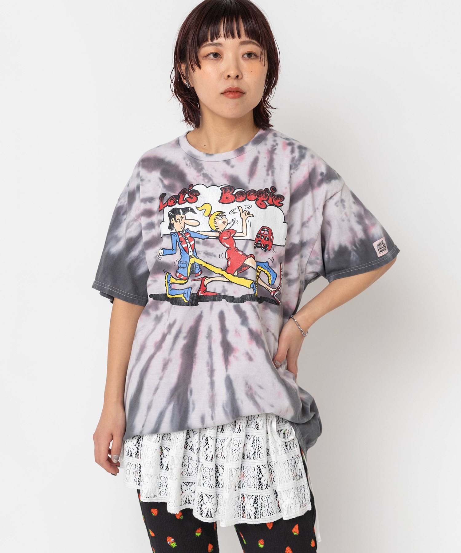 RNA M2692 PINK MOTEL テディボーイプリントTEE アールエヌエー トップス カットソー・Tシャツ ピンク