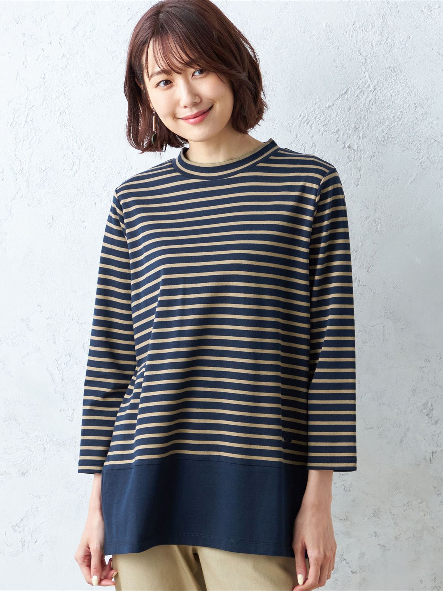 【SALE／30%OFF】DECOY Since1981 オーガニックコットンボーダーチュニック デコイシンス1981 ワンピース・ドレス チュニック ベージュ ネイビー【送料無料】