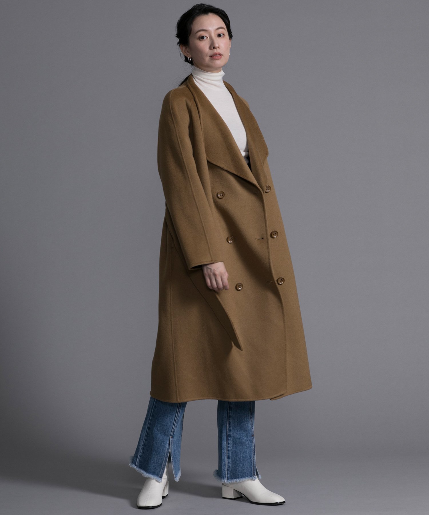 【SALE／35%OFF】DECADE CLASSIC 【DECADE CLASSIC】ウール100% タックロングコート ディケイドクラシック ジャケット・アウター その他のジャケット・アウター ブラウン【送料無料】
