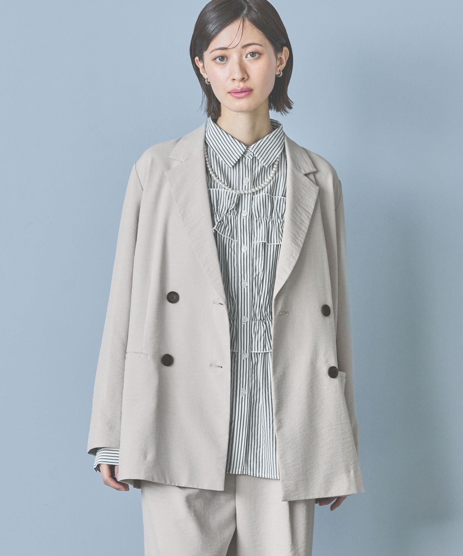 【SALE／40%OFF】LAKOLE サップVTGダブルジャケット ラコレ ジャケット・アウター テーラードジャケット・ブレザー グレー ベージュ