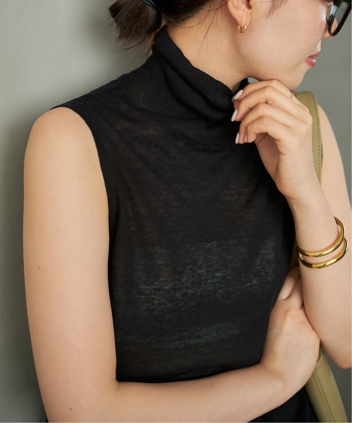 plage silk/linen nuance プルオーバー プラージュ トップス ニット カーキグリーン ブラック【送料無料】のサムネイル