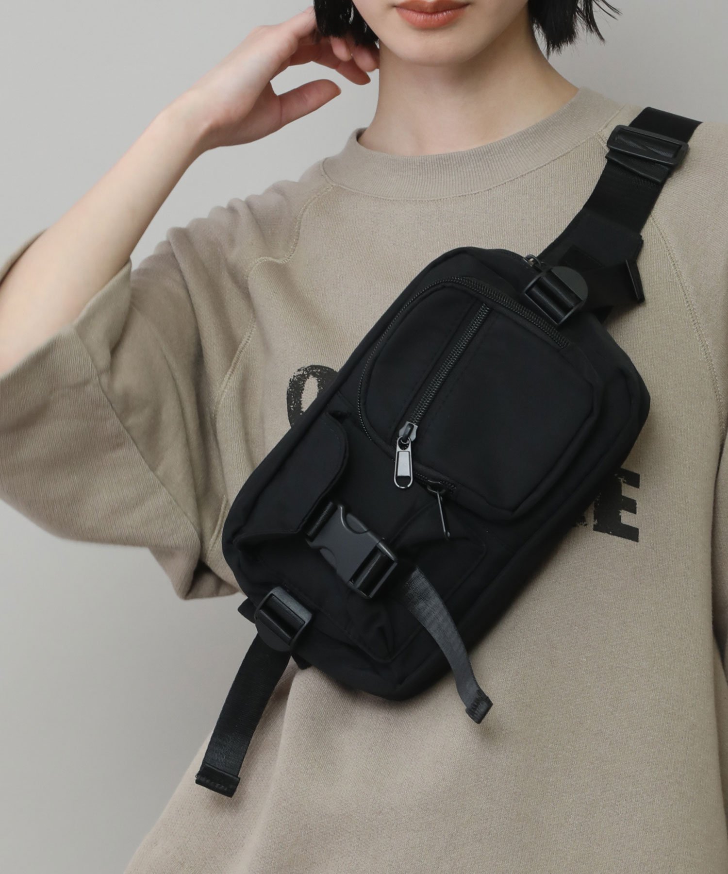 【SALE／60%OFF】Munich ナイロンウェザーボディバッグ ミューニック バッグ ボディバッグ・ウエストポーチ ブラック【送料無料】