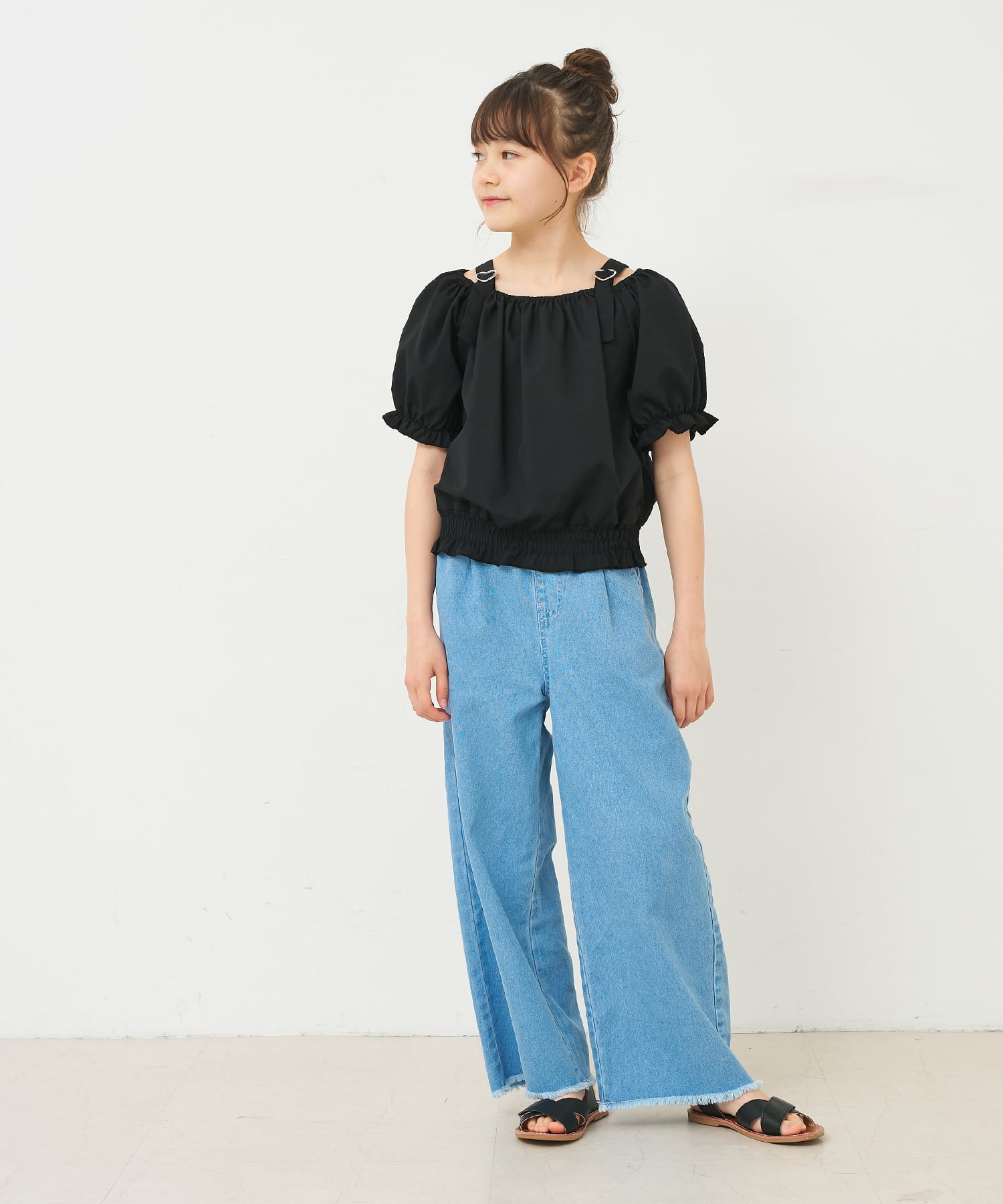 coca キッズ ハートバックルブラウス コカ トップス シャツ・ブラウス ブラック