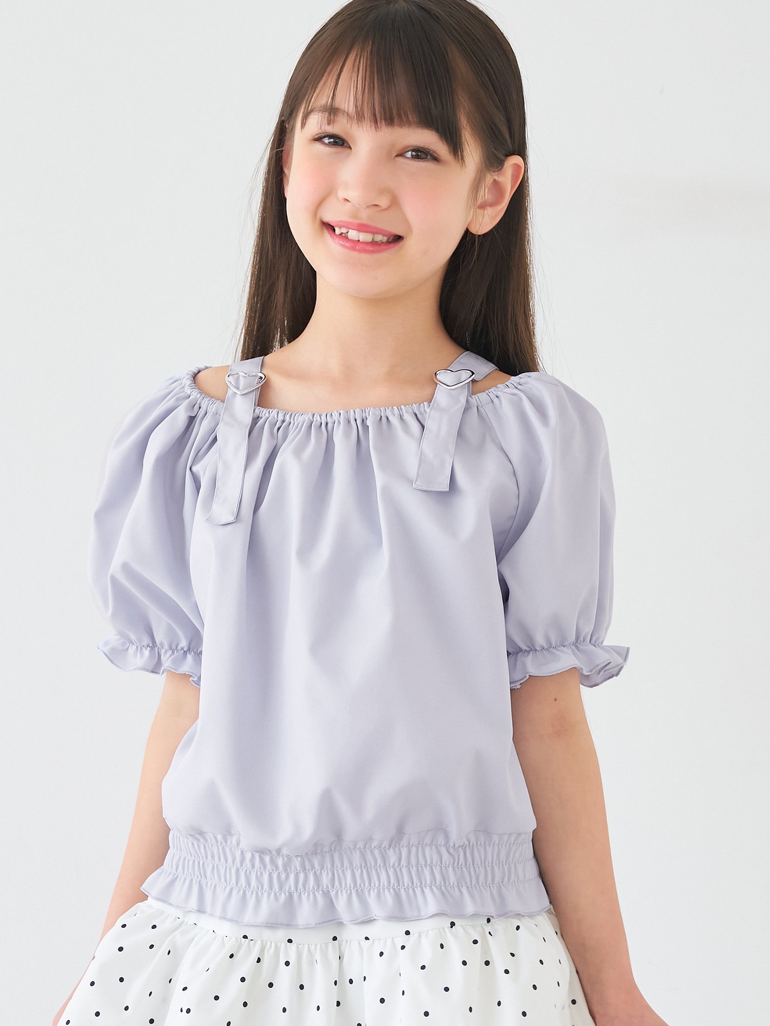 coca キッズ ハートバックルブラウス コカ トップス シャツ・ブラウス ブラック