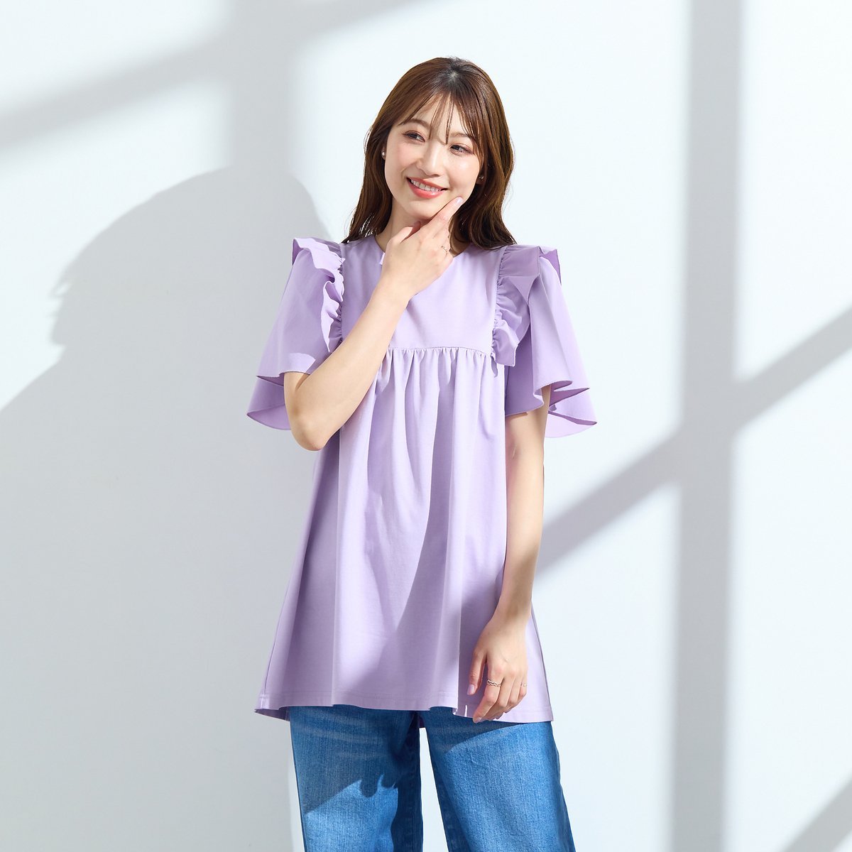 Rose Tiara 【コットン100%/手洗い可】ペプラムブラウス ローズティアラ トップス カットソー・Tシャツ ピンク ネイビー ホワイト