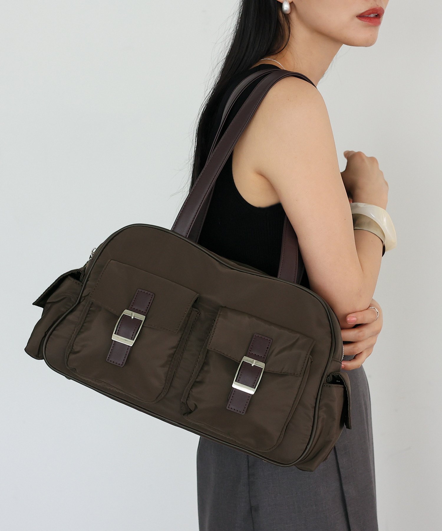 【SALE／36%OFF】Depral ナイロンミニダッフルバッグ ヴィータフェリーチェ バッグ ボストンバッグ ブラック ブラウン【送料無料】