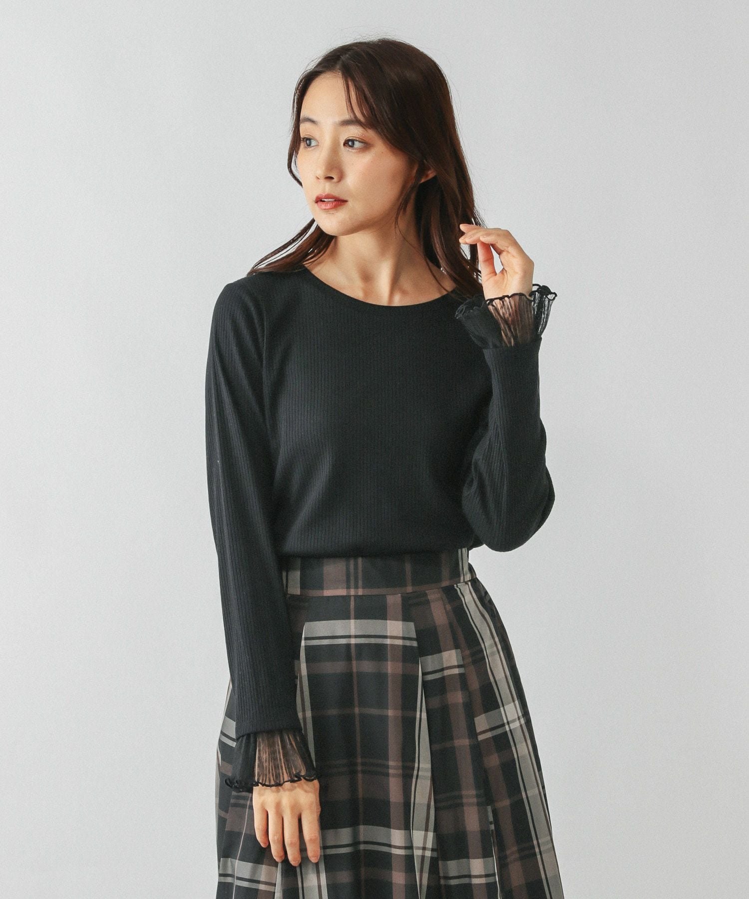 【SALE／50%OFF】GLOBAL WORK Beautee袖フレア長袖/580845 グローバルワーク トップス カットソー・Tシャツ ブラック ホワイト stylife-15283271 Rakuten Fashion サンプル画像3