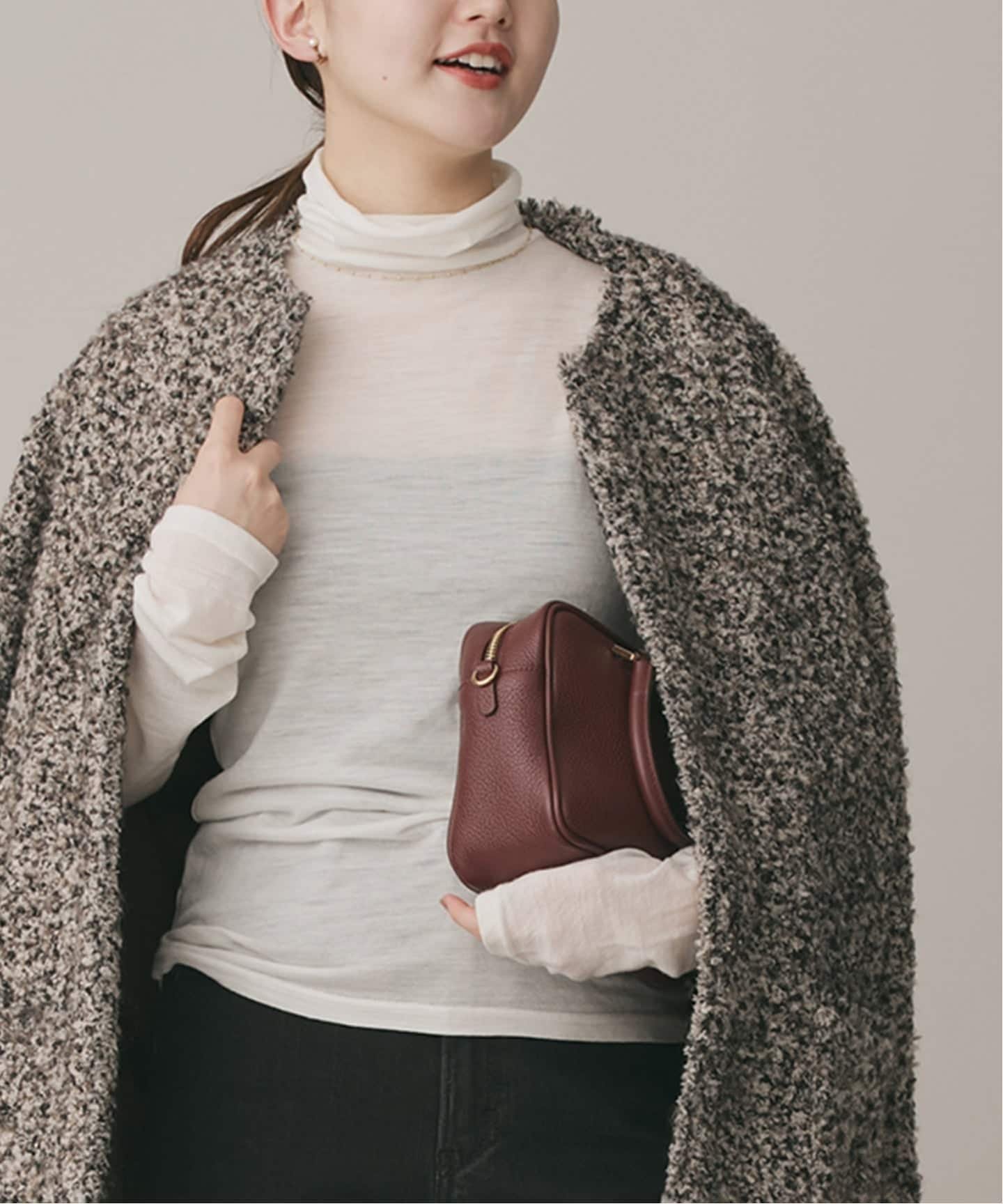 IENA 《追加》Super120's ウールタートルプルオーバー イエナ トップス カットソー・Tシャツ レッド グレー ホワイト【送料無料】のサムネイル