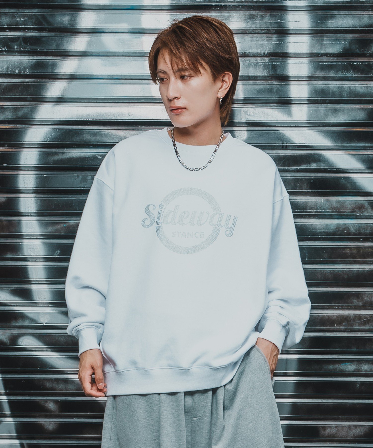 【SALE／54%OFF】SIDEWAY STANCE SIDEWAY STANCE サイドウェイスタンス シルバードット 裏毛 スウェット トレーナー インプローブス トップス スウェット・トレーナー ホワイト ブラック