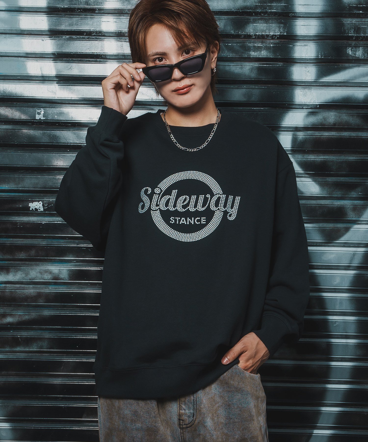 【SALE／54%OFF】SIDEWAY STANCE SIDEWAY STANCE サイドウェイスタンス シルバードット 裏毛 スウェット トレーナー インプローブス トップス スウェット・トレーナー ホワイト ブラック