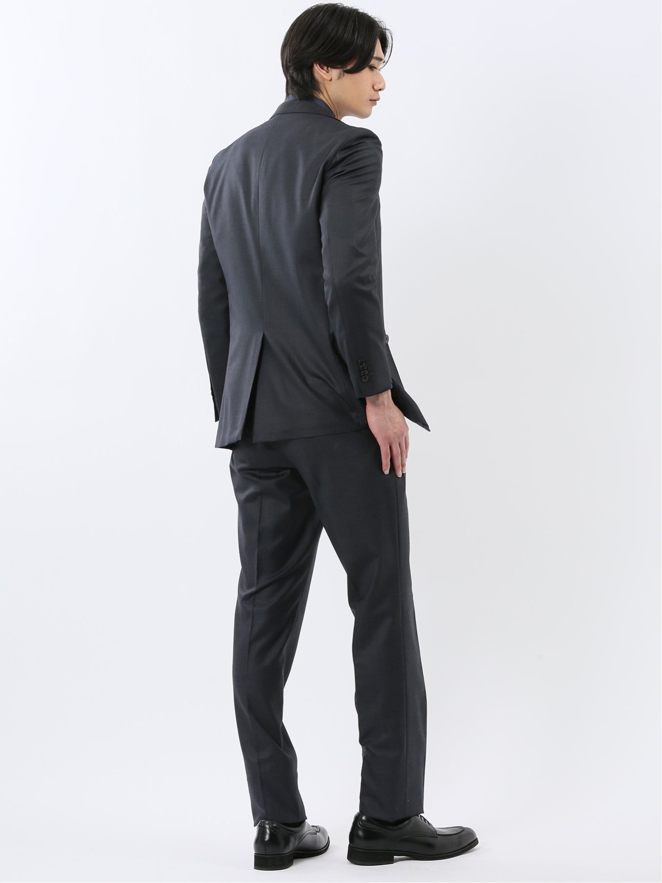 【SALE／10%OFF】m.f.editorial 光沢ウール混 スリムフィット 2ボタン3ピーススーツ 組織紺 タカキュー スーツ・フォーマル セットアップスーツ ネイビー【送料無料】