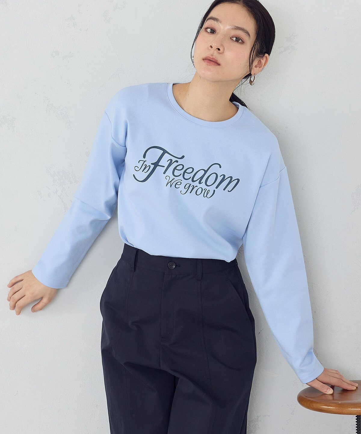 ロゴ ロンT コムサイズム トップス カットソー・Tシャツ ホワイト ブルー ブラック