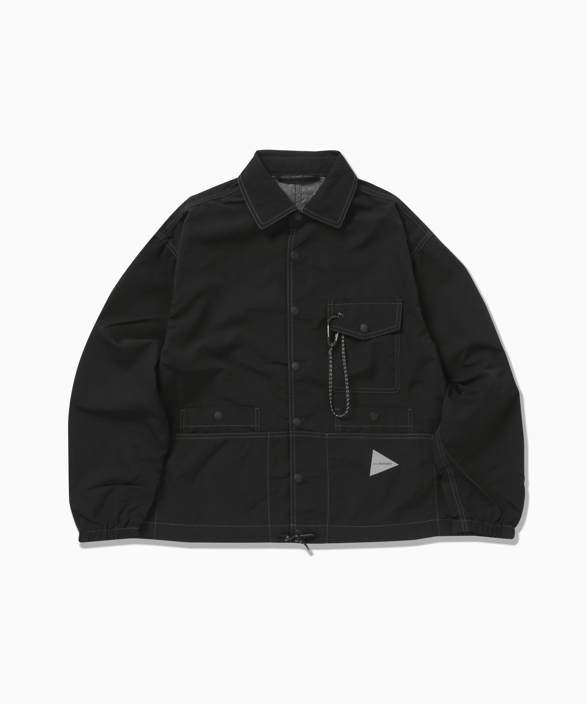 and wander crinkled nylon shrits jacket アンドワンダー トップス シャツ・ブラウス ブルー ブラック グレー【送料無料】