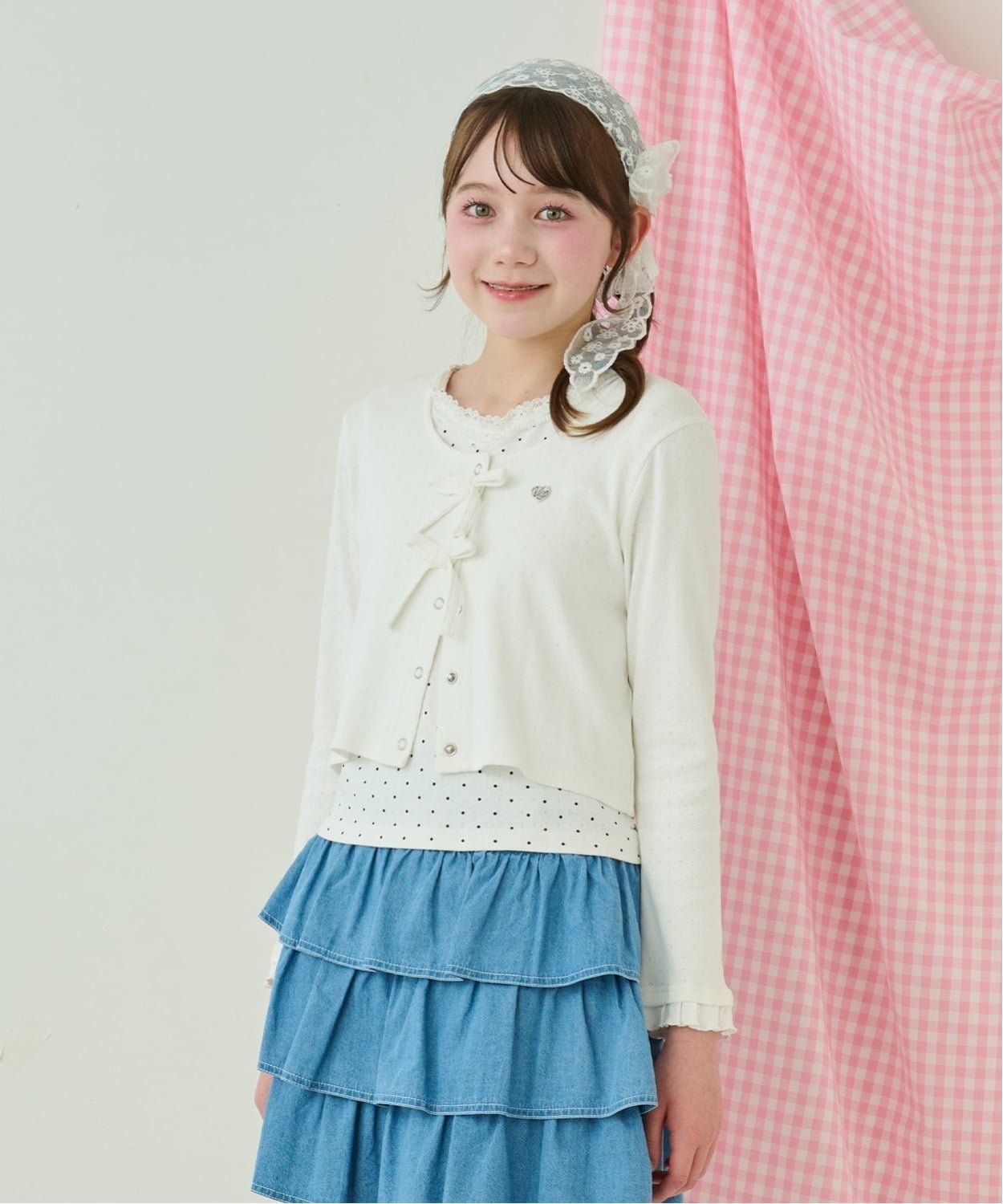 mezzo piano Junior カットソーカーディガン&タンクトップセット ナルミヤオンライン トップス アンサンブル ブルー ホワイト【送料無料】