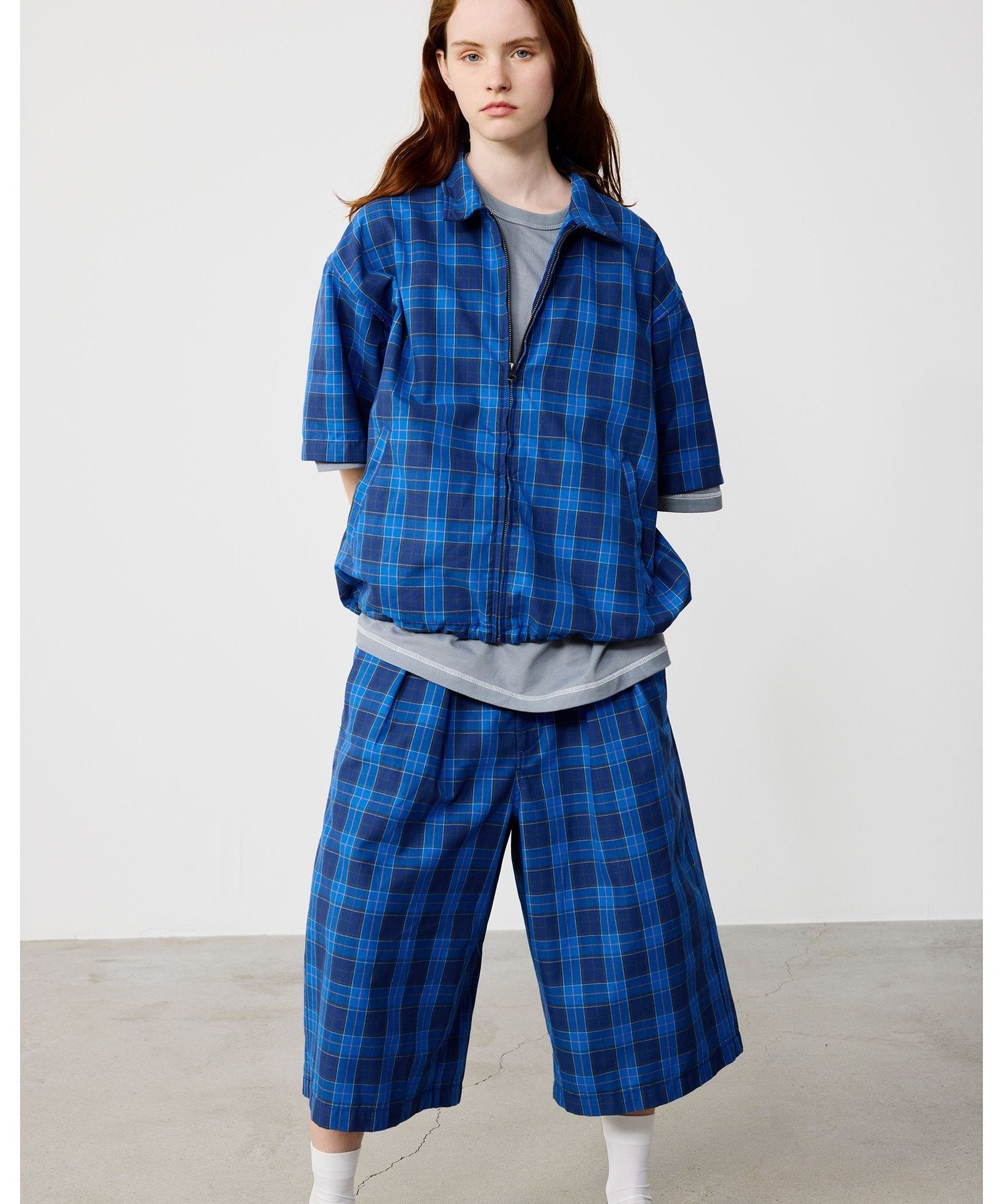 BEAMS タータンチェック ショートパンツ【ワイドストレートフィット】 26SS ビームス メン パンツ その他のパンツ ブルー ベージュ【送料無料】