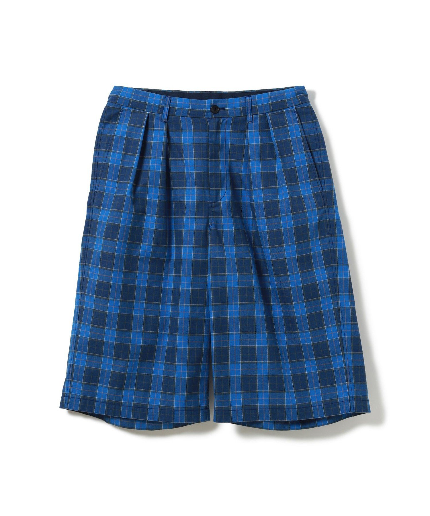 BEAMS タータンチェック ショートパンツ【ワイドストレートフィット】 26SS ビームス メン パンツ その他のパンツ ブルー ベージュ【送料無料】