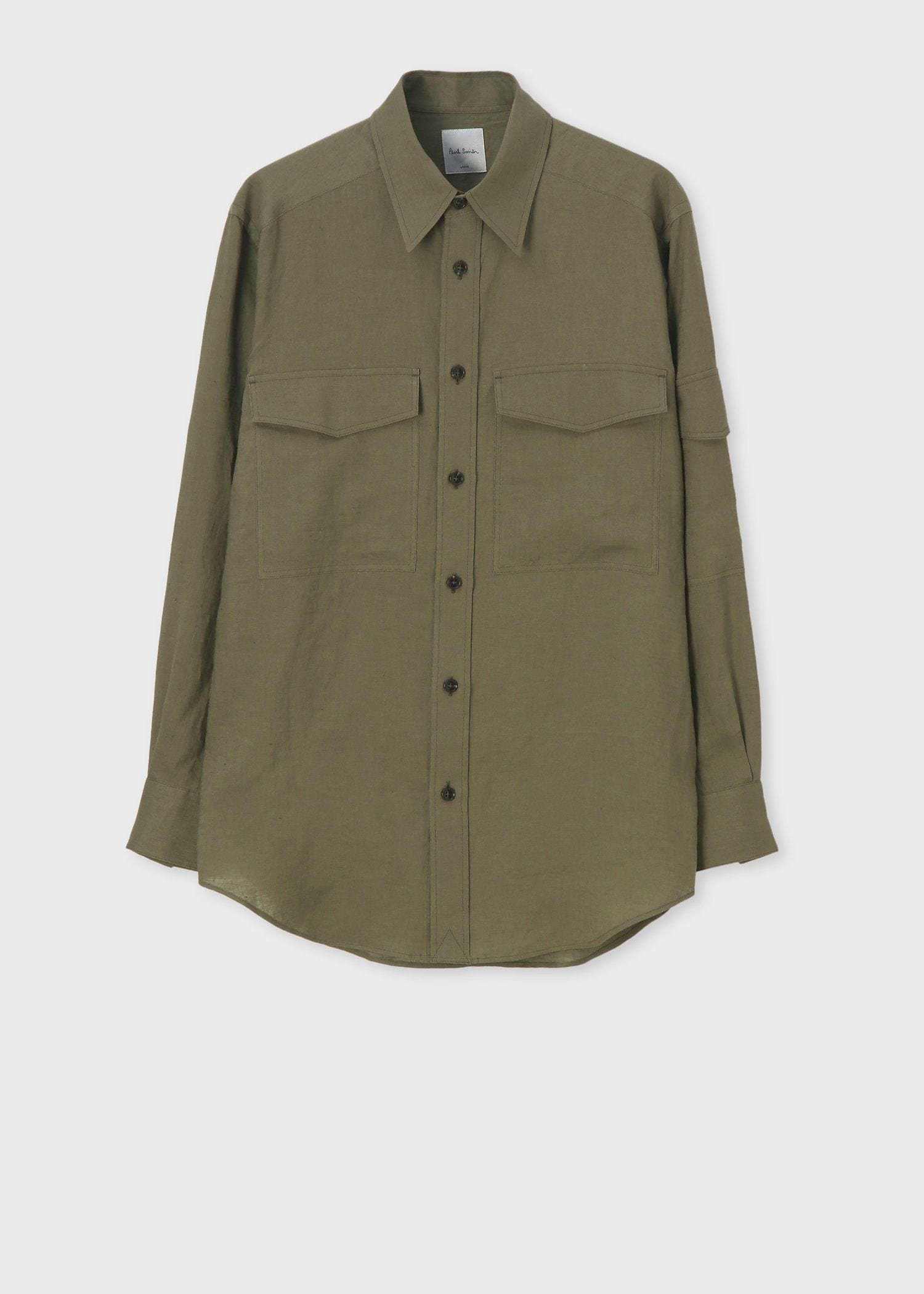 Paul Smith ミリタリー リネン 長袖シャツ ポール・スミス トップス シャツ・ブラウス グリーン【送料無料】