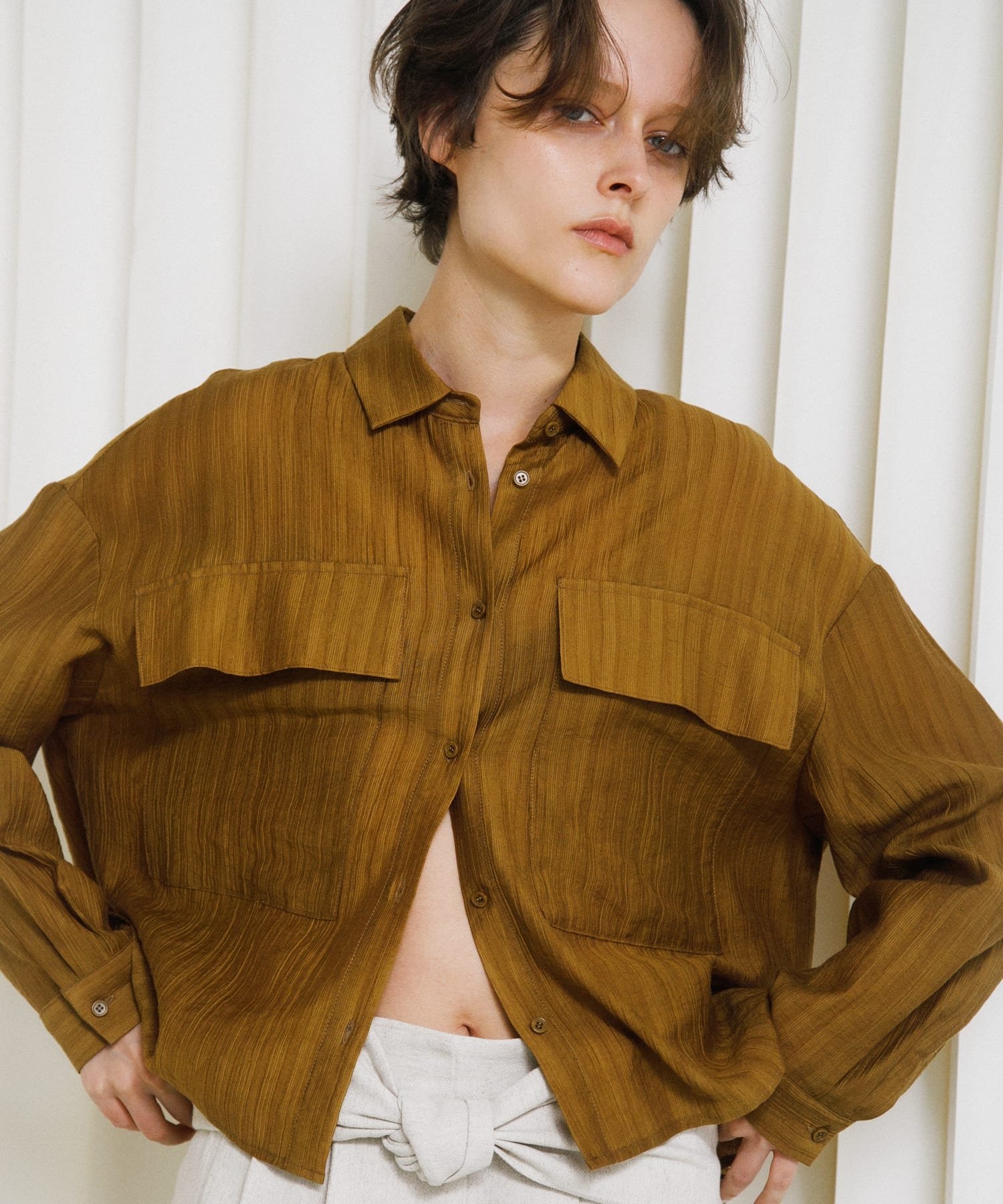LAATO drawstring shirts ラート トップス シャツ・ブラウス ホワイト カーキグリーン【送料無料】
