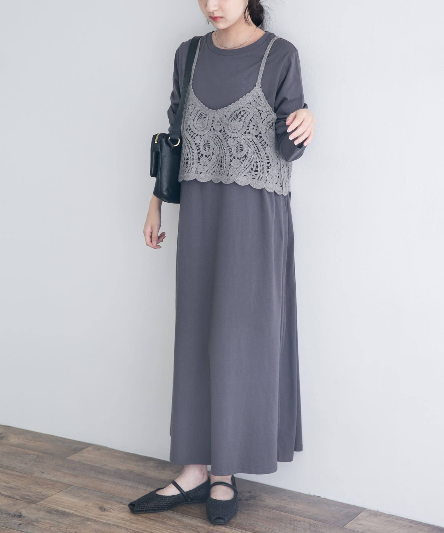 【SALE／50%OFF】URBAN RESEARCH ITEMS カギバリキャミ×カットワンピース アーバンリサーチアイテムズ ワンピース・ドレス ワンピース グレー ベージュ【送料無料】