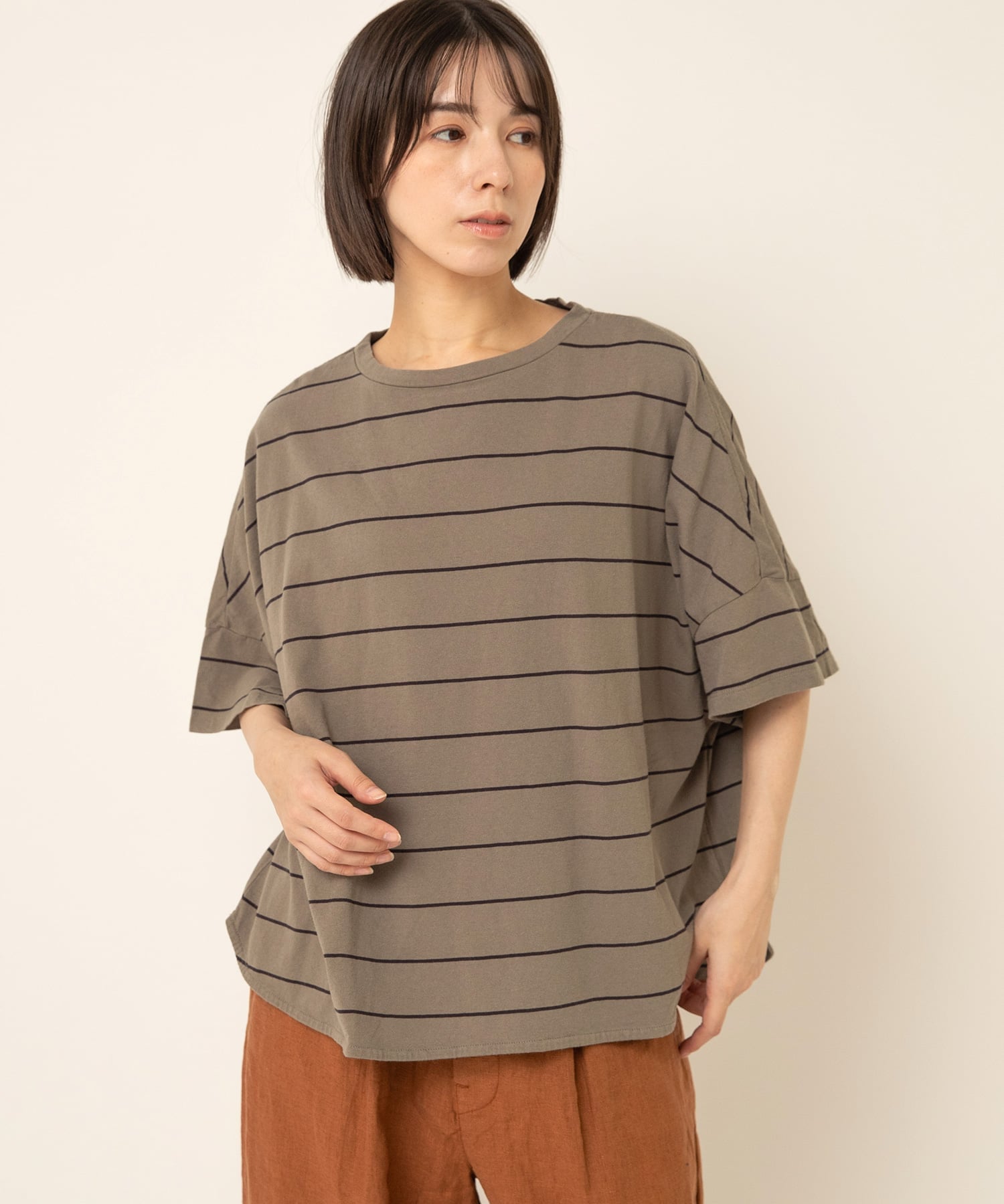 RNA-N M2654 ボーダールーズT アールエヌエーエヌ トップス カットソー・Tシャツ ブラック ブルー ブラウン ベージュ レッド