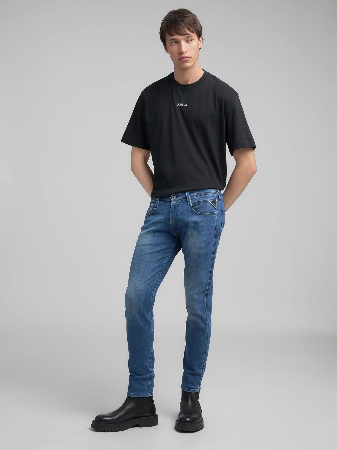 【SALE／10%OFF】REPLAY スリムフィットANBASS ブルーパワーストレッチデニム リプレイ パンツ ジーンズ・デニムパンツ ブルー【送料無料】