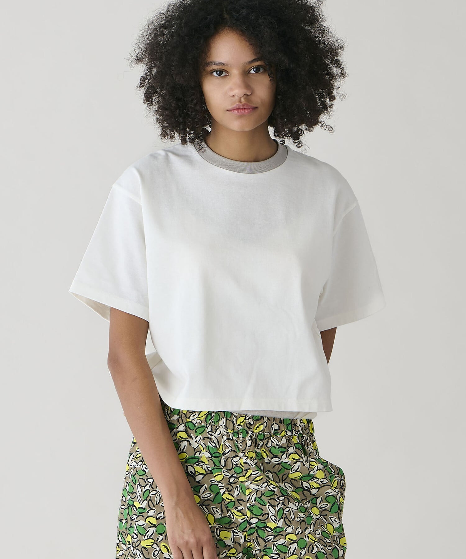 Bshop ORCIVAL ｜ マーセライズ クルーネック 半袖プルオーバー WOMEN ビショップ トップス カットソー・Tシャツ ブラック ホワイト