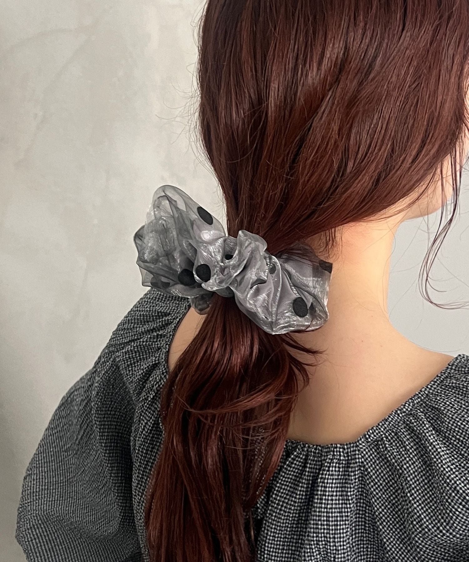LOWRYS FARM シアーBIGドットシュシュ ローリーズファーム ヘアアクセサリー ヘアゴム ブラック