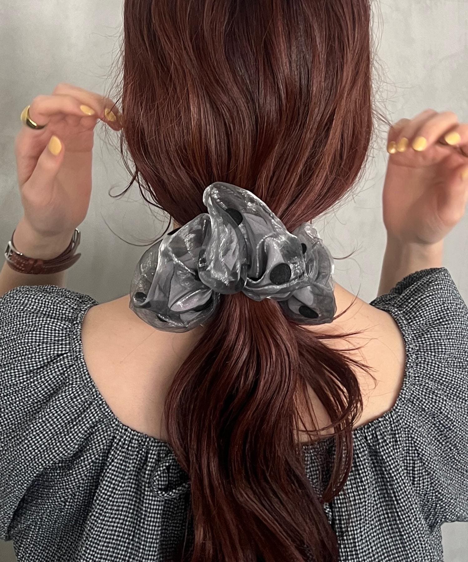 LOWRYS FARM シアーBIGドットシュシュ ローリーズファーム ヘアアクセサリー ヘアゴム ブラック
