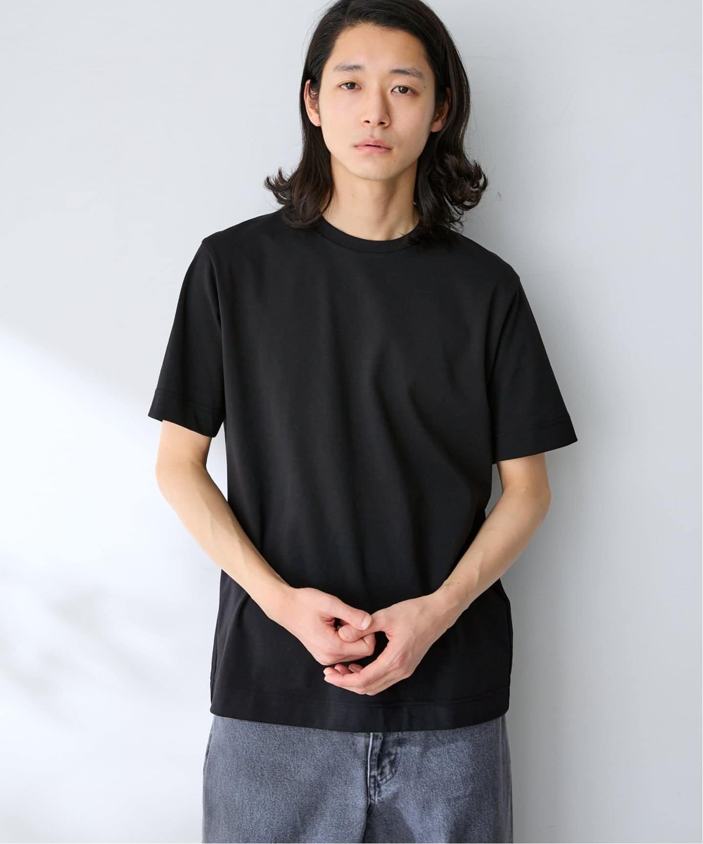 B.C STOCK MULTI FUNCTION 32G PONTE S/S TEE ベーセーストック トップス カットソー・Tシャツ ベージュ ホワイト グレー ブラック