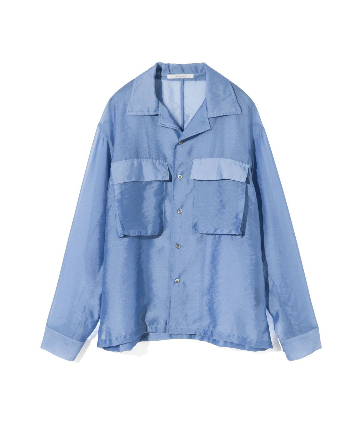 MIDIUMISOLID MIDIUMISOLID Men's シアーオープンカラーシャツ マーコート トップス シャツ・ブラウス ブルー ブラック