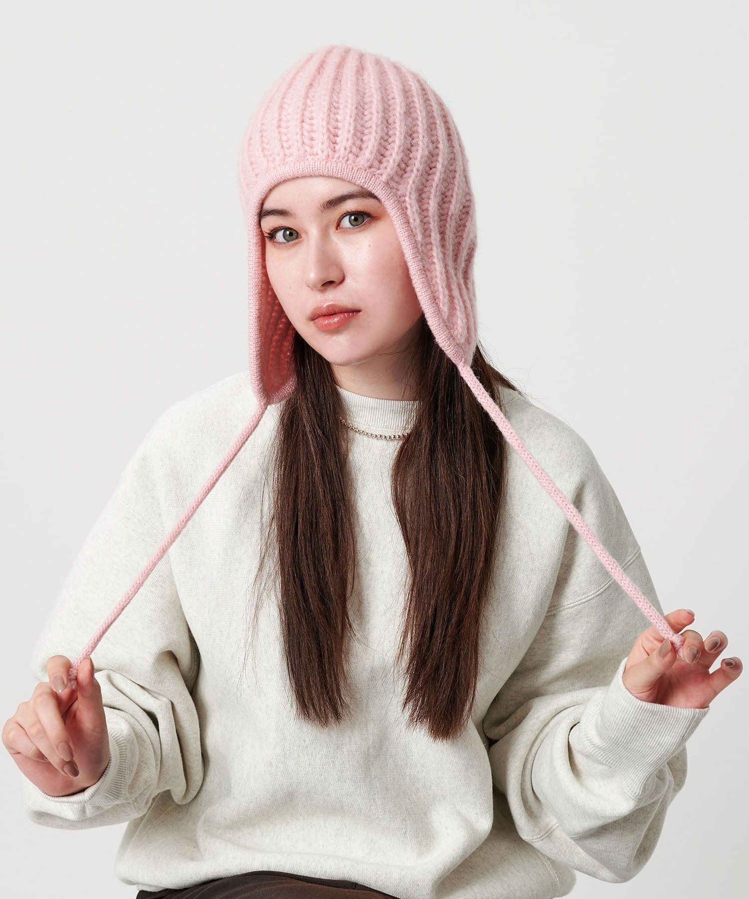 [SALE/30%OFF]BEAUTY&YOUTH UNITED ARROWS 2WAY 이어 니트 캡 유나이티드 아로즈 아울렛 모자 니트 모자·비니 블랙 핑크[무료우송]
