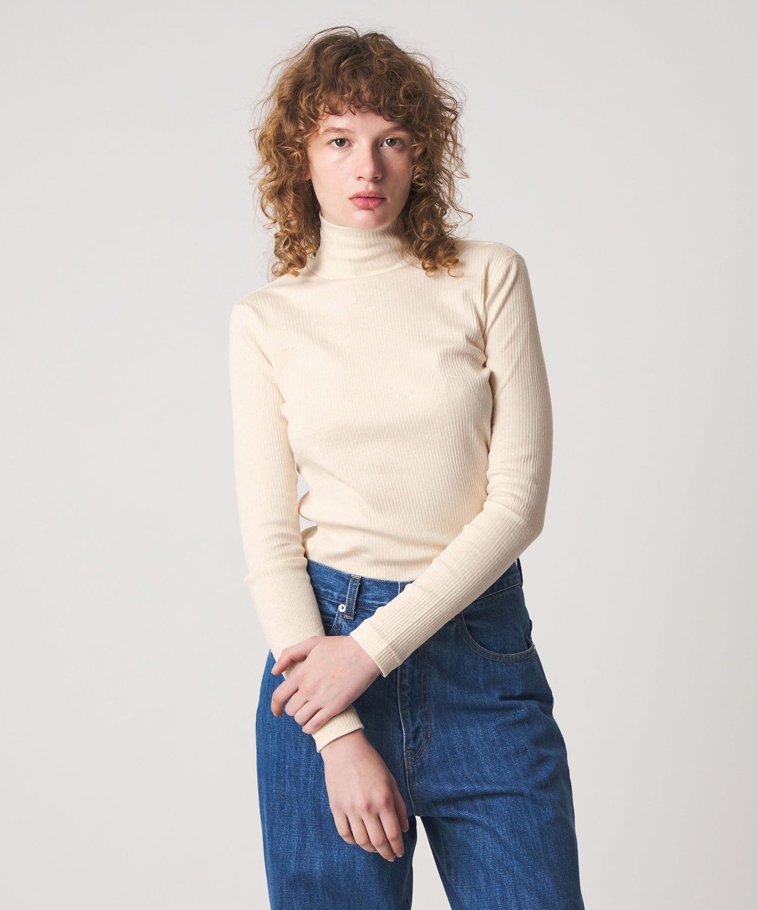 Steven Alan ＜Steven Alan＞コットン リブ タートルネック カットソー ユナイテッドアローズ アウトレット トップス カットソー・Tシャツ ホワイト グレー