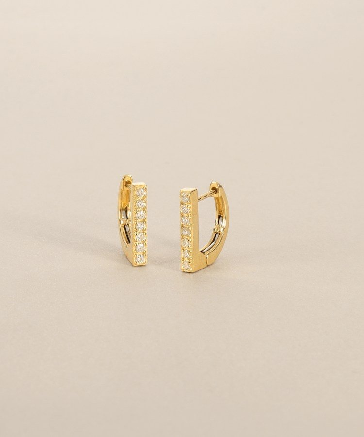 COCOSHNIK K18ダイヤモンド 平打ち ワンタッチピアス ココシュニック アクセサリー・腕時計 ピアス ゴールド【送料無料】
