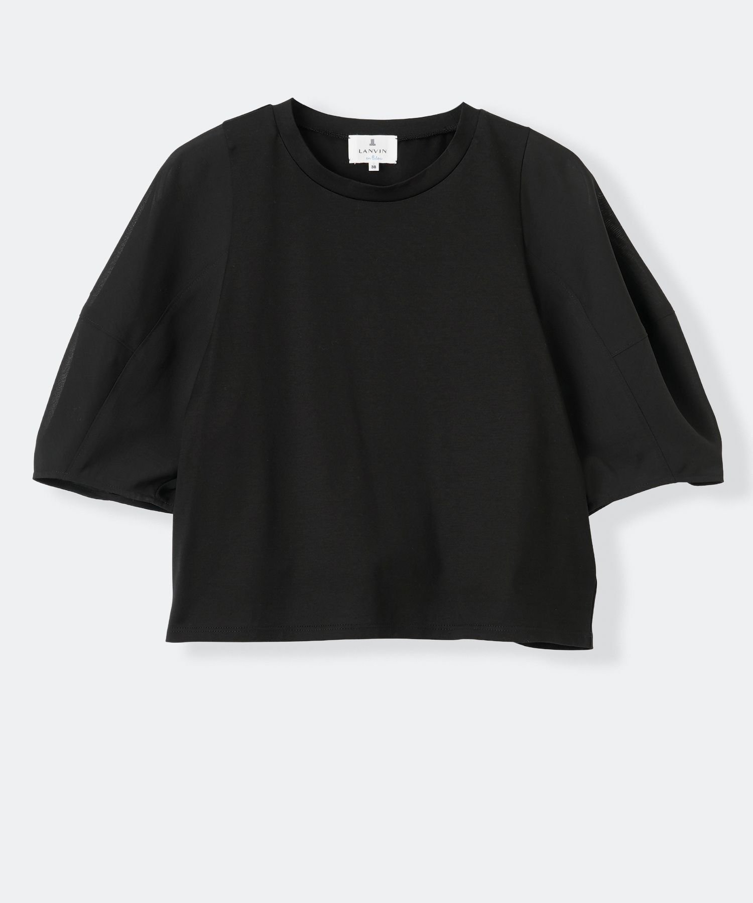 クロップドコンビカットソー ランバンオンブルー トップス カットソー・Tシャツ ブラック ホワイト カーキグリーン