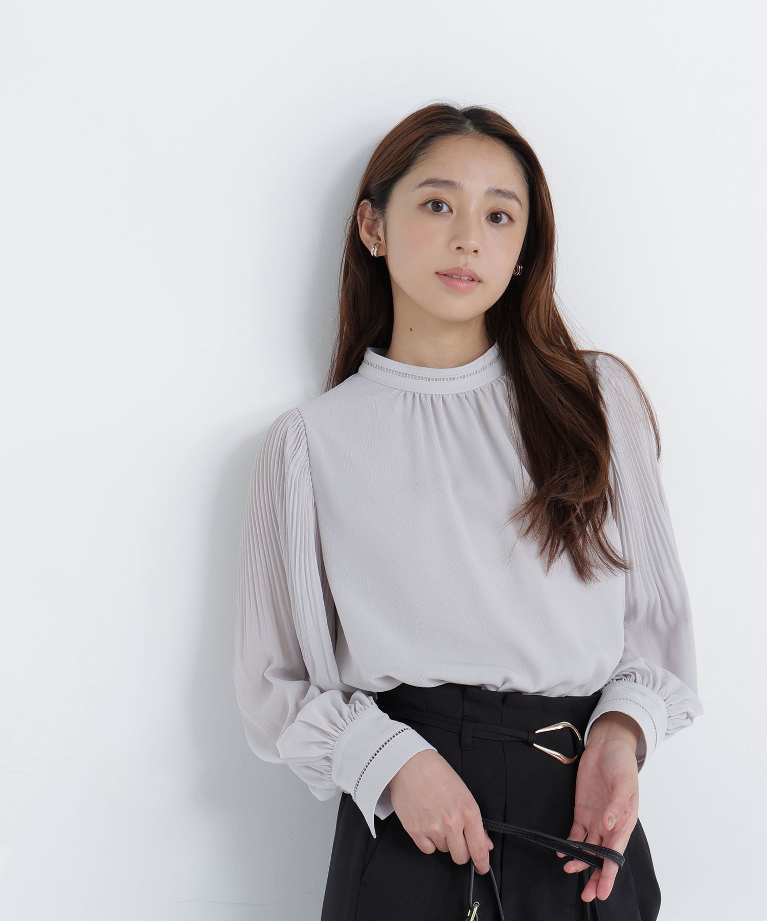 NATURAL BEAUTY BASIC ハシゴレース楊柳ブラウス ナチュラルビューティベーシック トップス シャツ・ブラウス グレー ホワイト ピンク