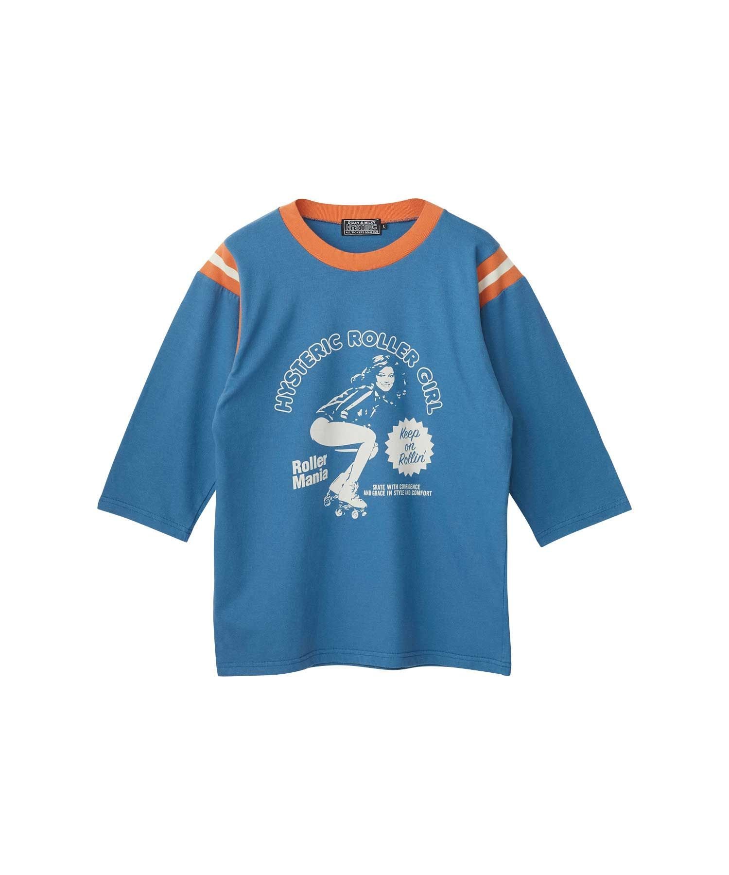 HYSTERIC ROLLER MANIA GIRL 七分袖Tシャツ ヒステリックグラマー トップス カットソー・Tシャツ ホワイト ブラック ブルー