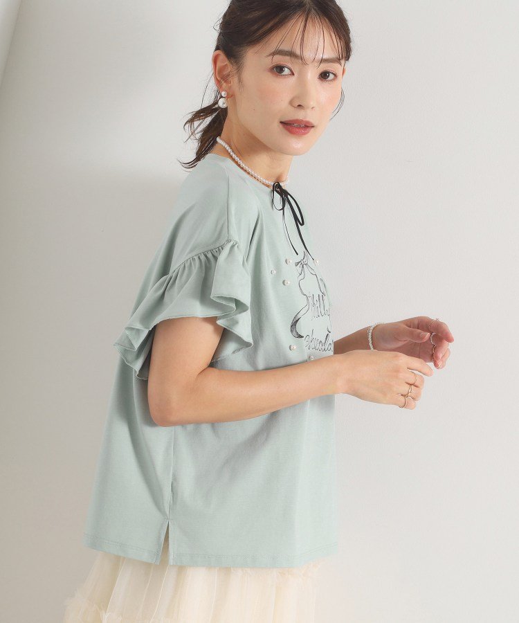 ITS' DEMO ＜Philly chocolateコラボ＞リボンTシャツ イッツデモ トップス カットソー・Tシャツ グリーン ピンク