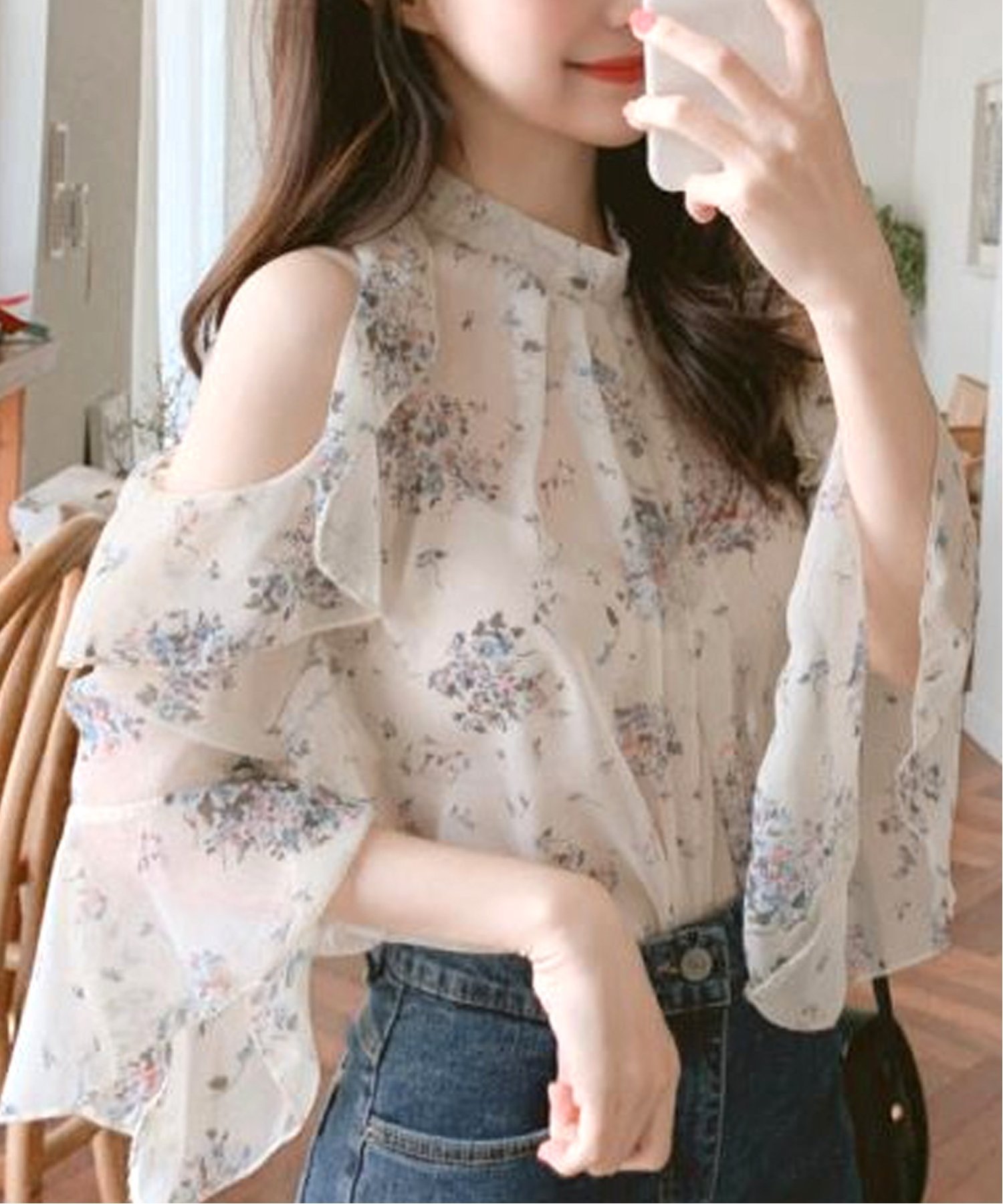 【SALE／33%OFF】Amulet 【Amulet】肩開き花柄ブラウス アミュレット トップス シ...