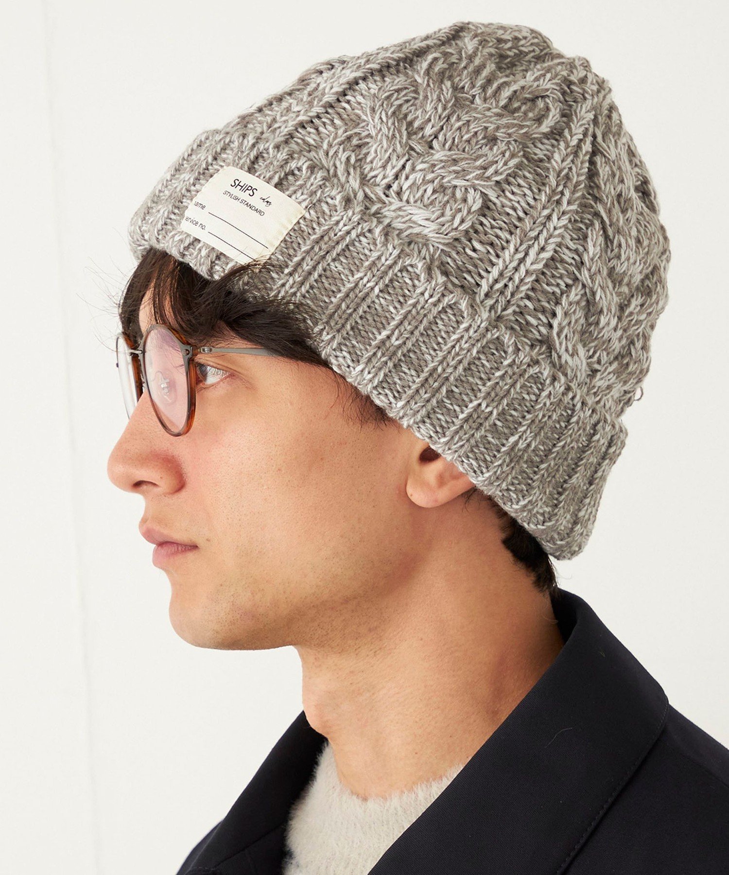 SHIPS Colors SHIPS Colors:＜手洗い可能＞ケーブル ワッチ キャップ シップス 帽子 ニット帽・ビーニー グレー ベージュ オレンジ イエロー ネイビー パープルのサムネイル