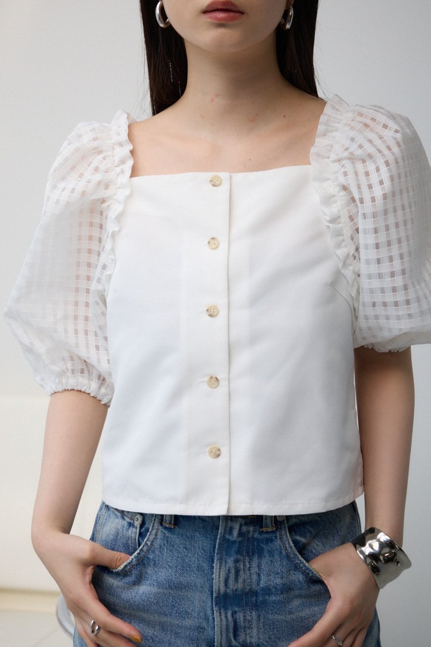 【SALE／50%OFF】AZUL BY MOUSSY シアーチェックスリーブブラウス アズールバイマウジー トップス シャ..