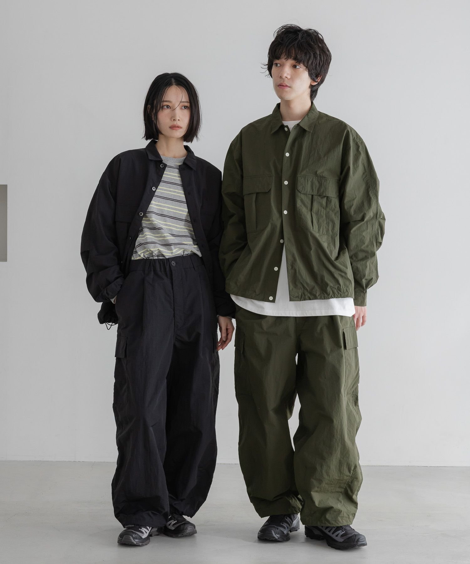 LOWRYS FARM 【LFM(U)】ナイロンバルーンカーゴパンツ ローリーズファーム パンツ その他のパンツ ブラック カーキグリーン