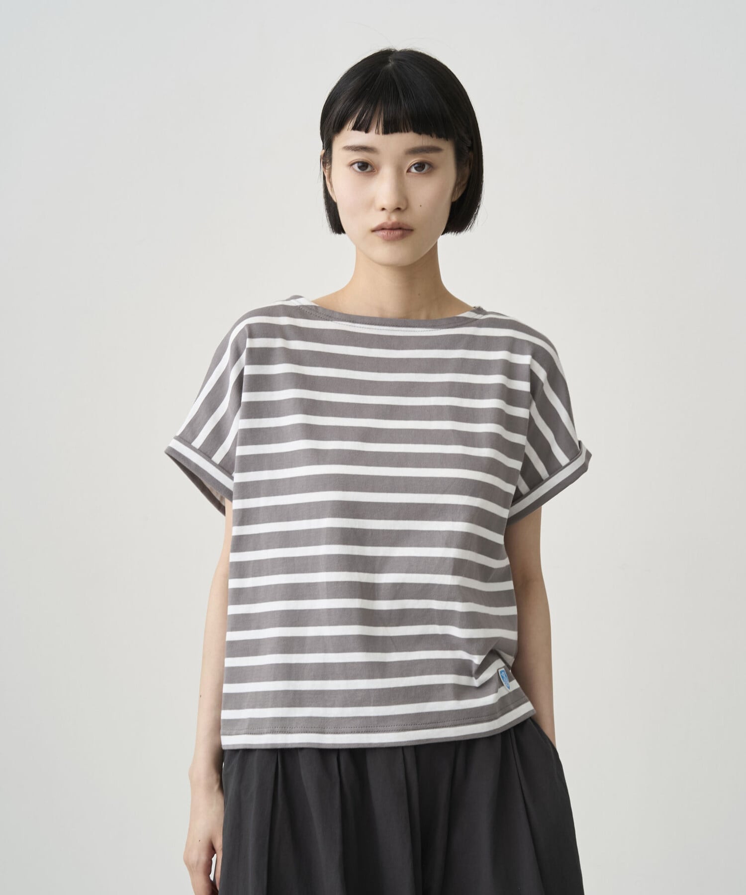 Bshop ORCIVAL ｜ コットンレジェ ボートネック 半袖Tシャツ WOMEN ビショップ トップス カットソー・Tシャツ ブルー