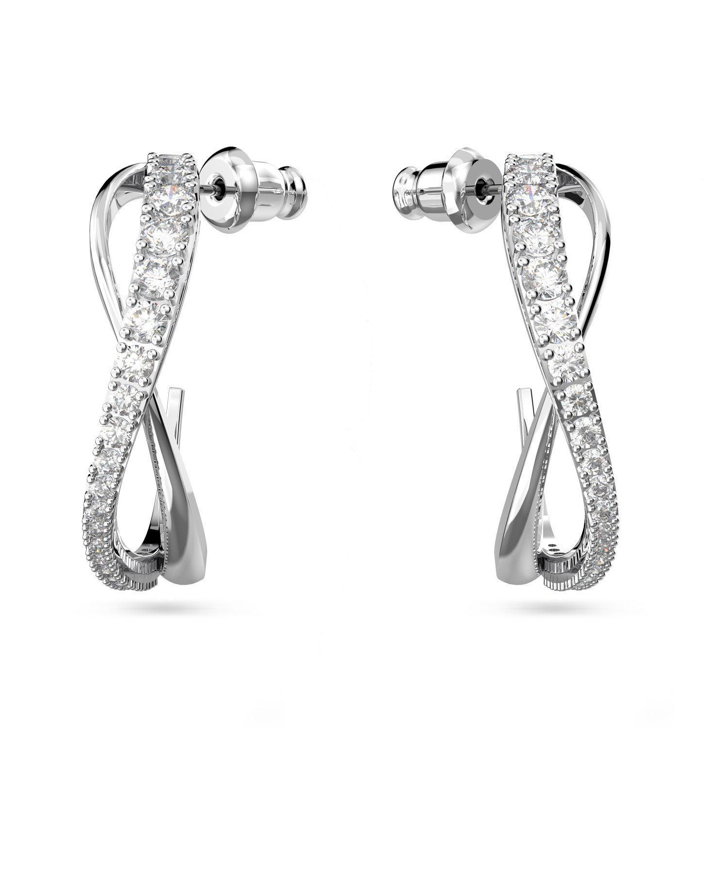 SWAROVSKI 【公式】【スワロフスキー】Twist フープピアス, ホワイト, ロジウム・プレーティング スワロフスキー アクセサリー・腕時計 ピアス ホワイト【送料無料】