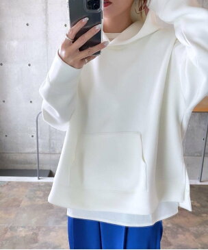 DOUX ARCHIVES ボンディングパーカー*ロングTシャツSET ドゥアルシーヴ ニット アンサンブル ホワイト ブラック ブルー ベージュ ピンク【送料無料】